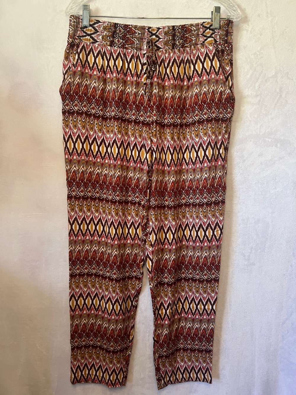 Studio 253 Multicolor Tribal Print Elastic Waist Tapered Leg Lounge Pants Sz PL